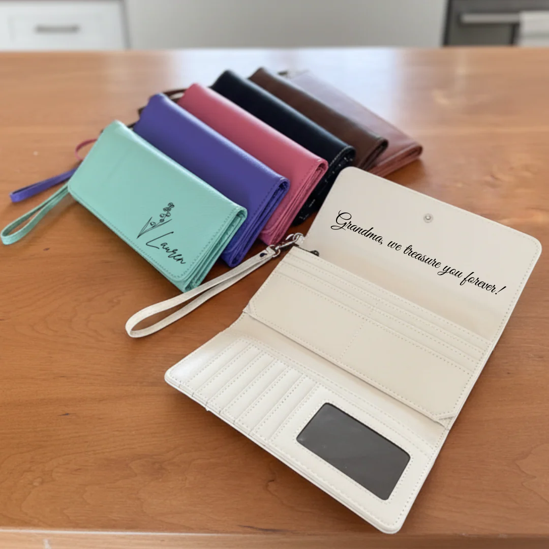 Mom's Personalized Leather Wristlet - Image 9