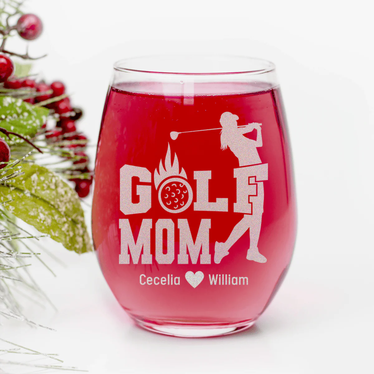 On Fire Golf Mom Stemless Wine Glass - Image 2