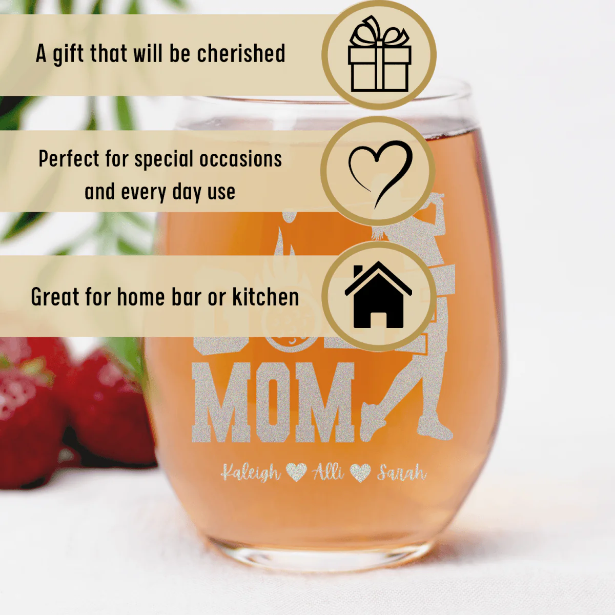 On Fire Golf Mom Stemless Wine Glass - Image 3
