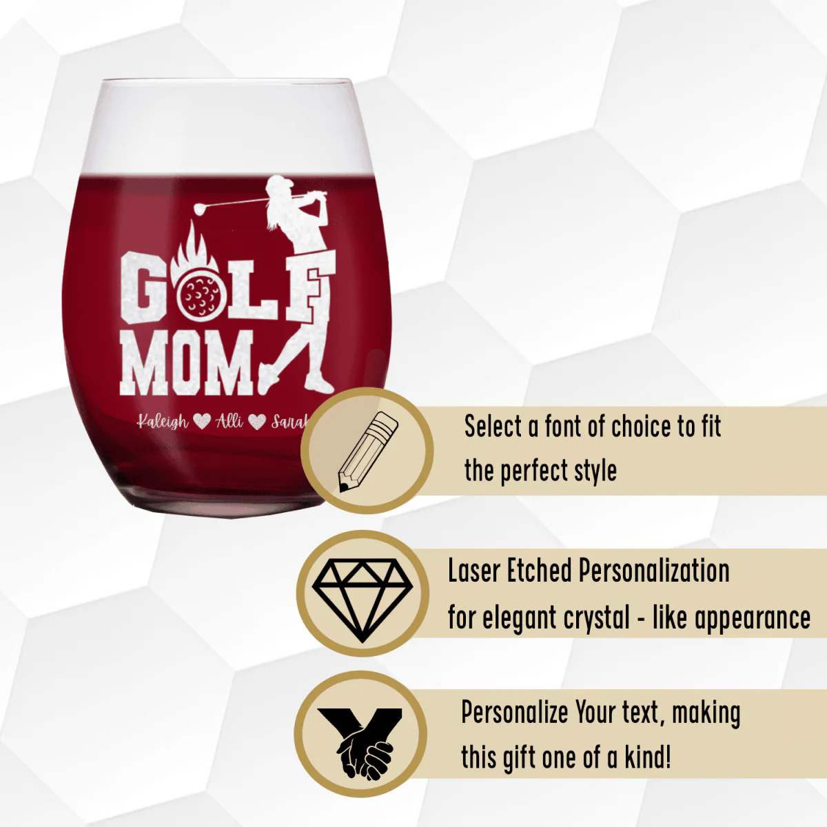 On Fire Golf Mom Stemless Wine Glass - Image 4