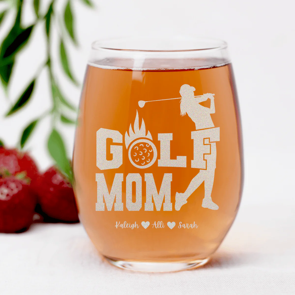 On Fire Golf Mom Stemless Wine Glass - Image 7