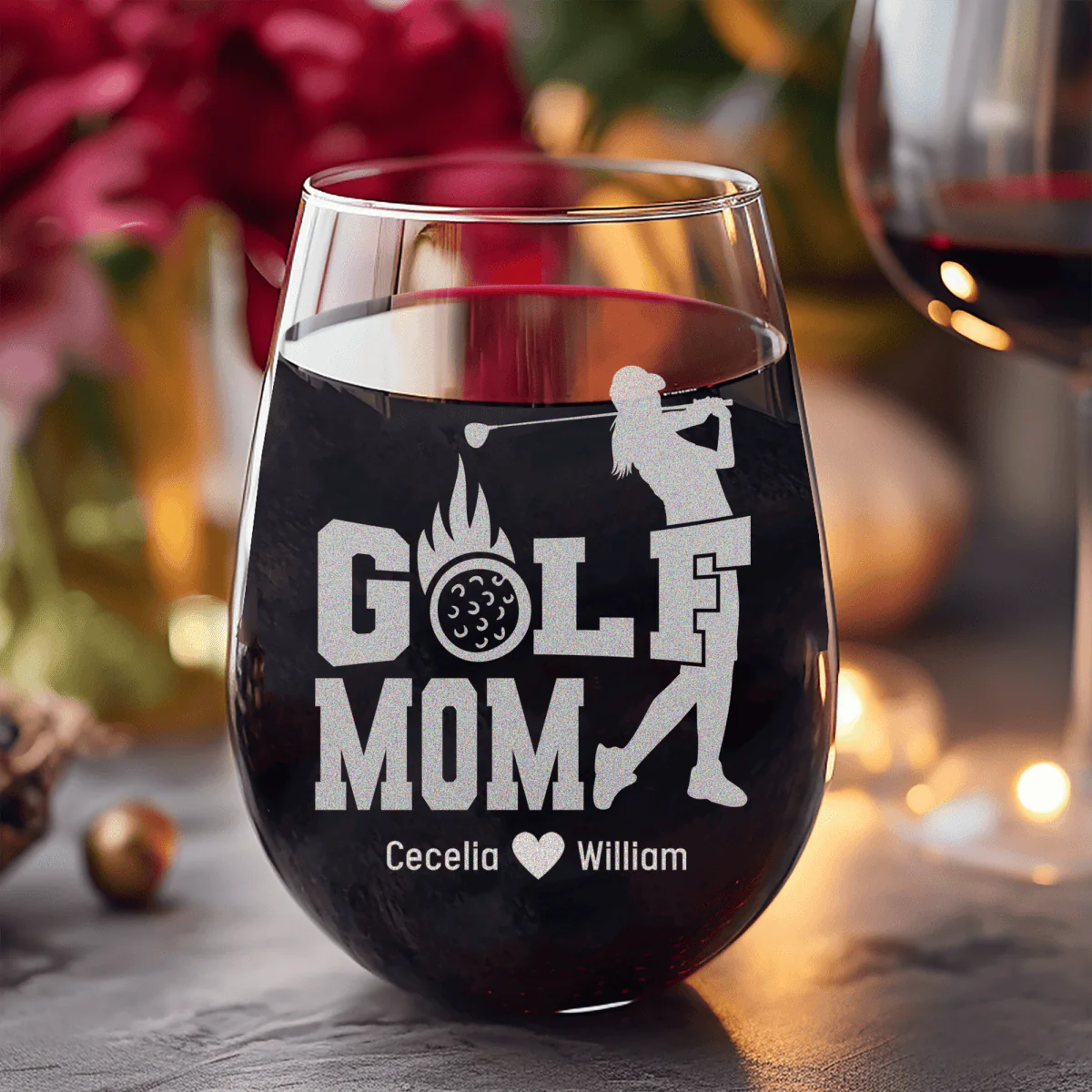 On Fire Golf Mom Stemless Wine Glass - Image 8