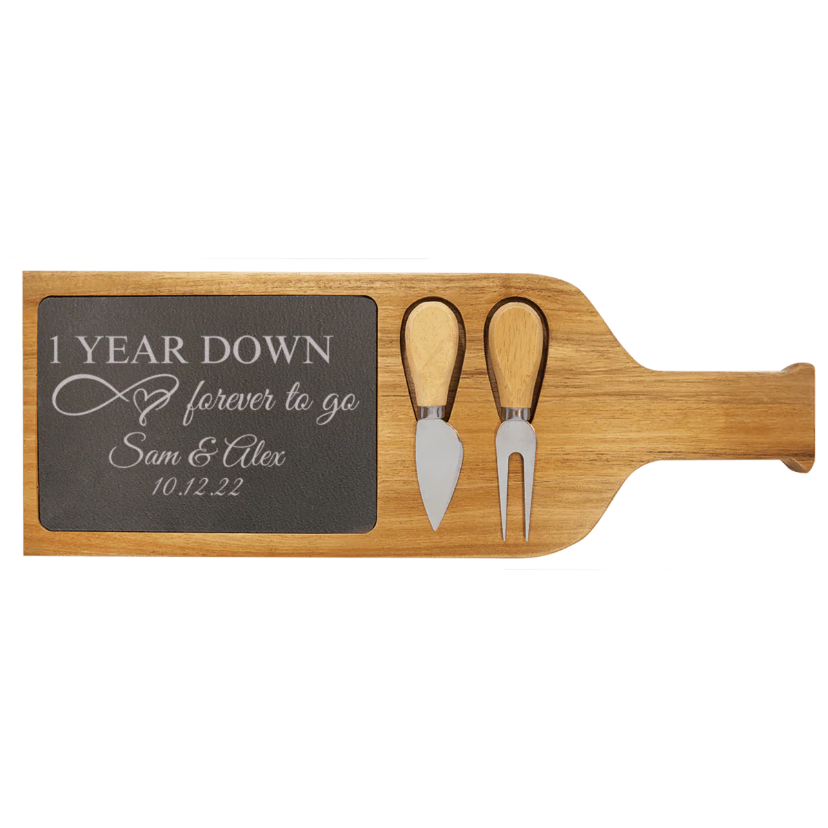 One Year Down Wood Slate Serving Tray With Handle - Image 7