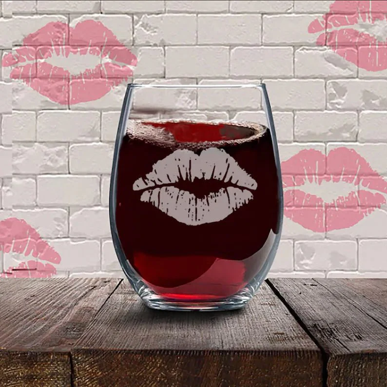 Our First Kiss Wine Glass - Image 3