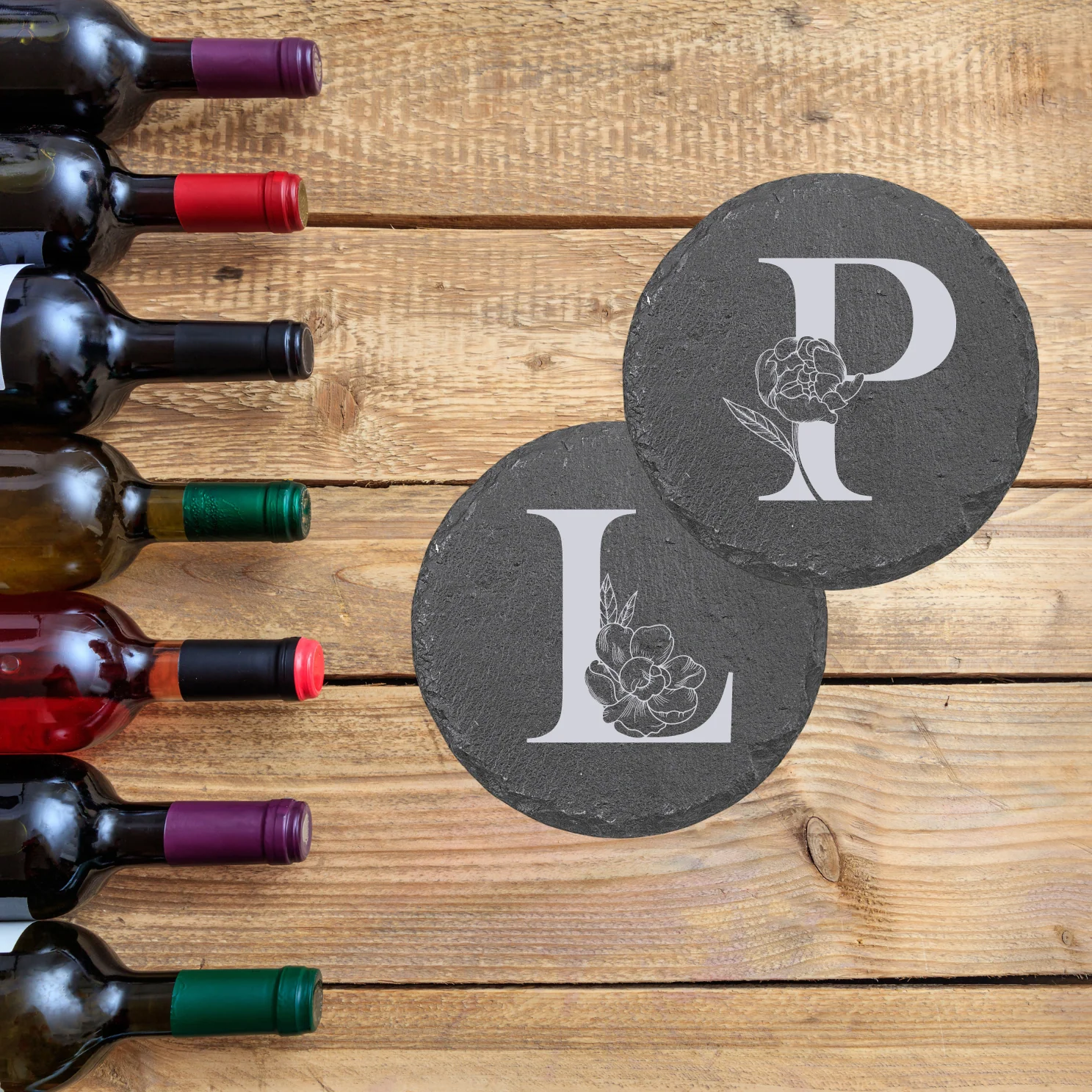 Personalized Couple's Initial Slate Coaster - Image 2