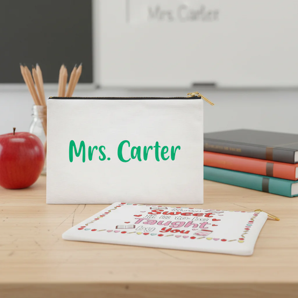 Personalized Teacher Valentine Pencil Pouch