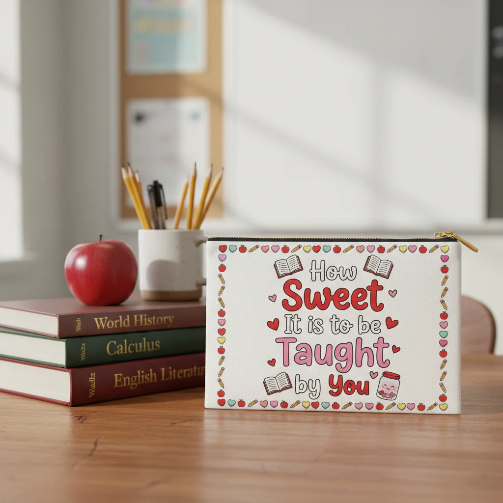 Personalized Teacher Valentine Pencil Pouch - Image 2