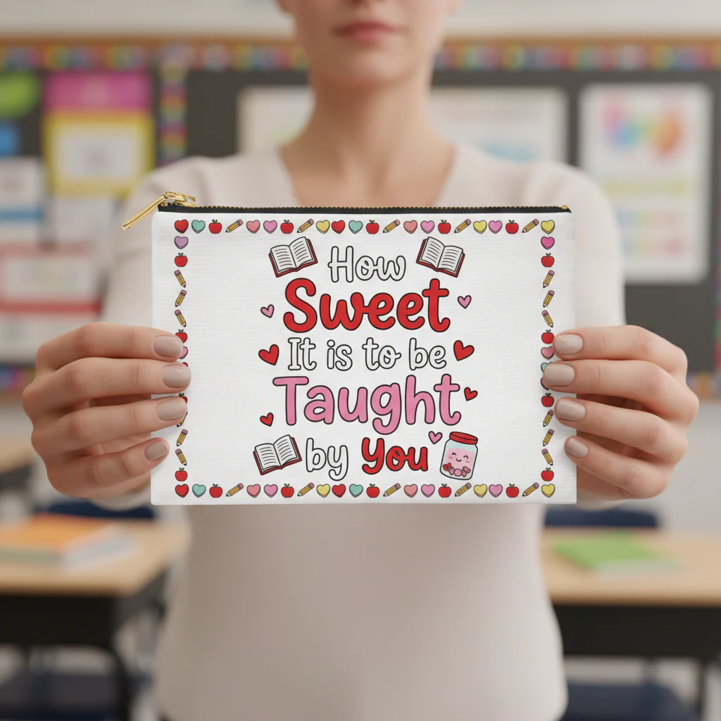 Personalized Teacher Valentine Pencil Pouch - Image 3