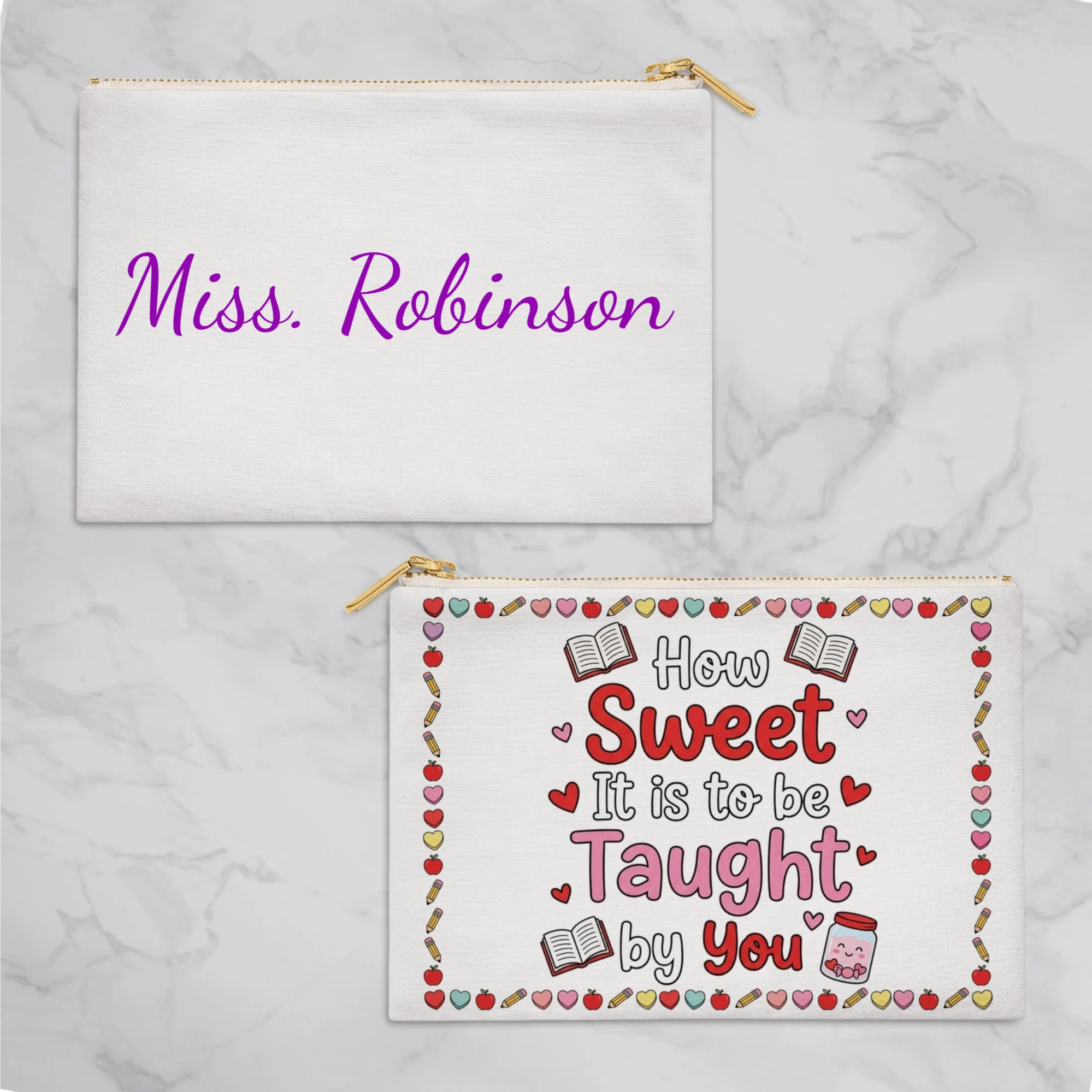 Personalized Teacher Valentine Pencil Pouch - Image 5