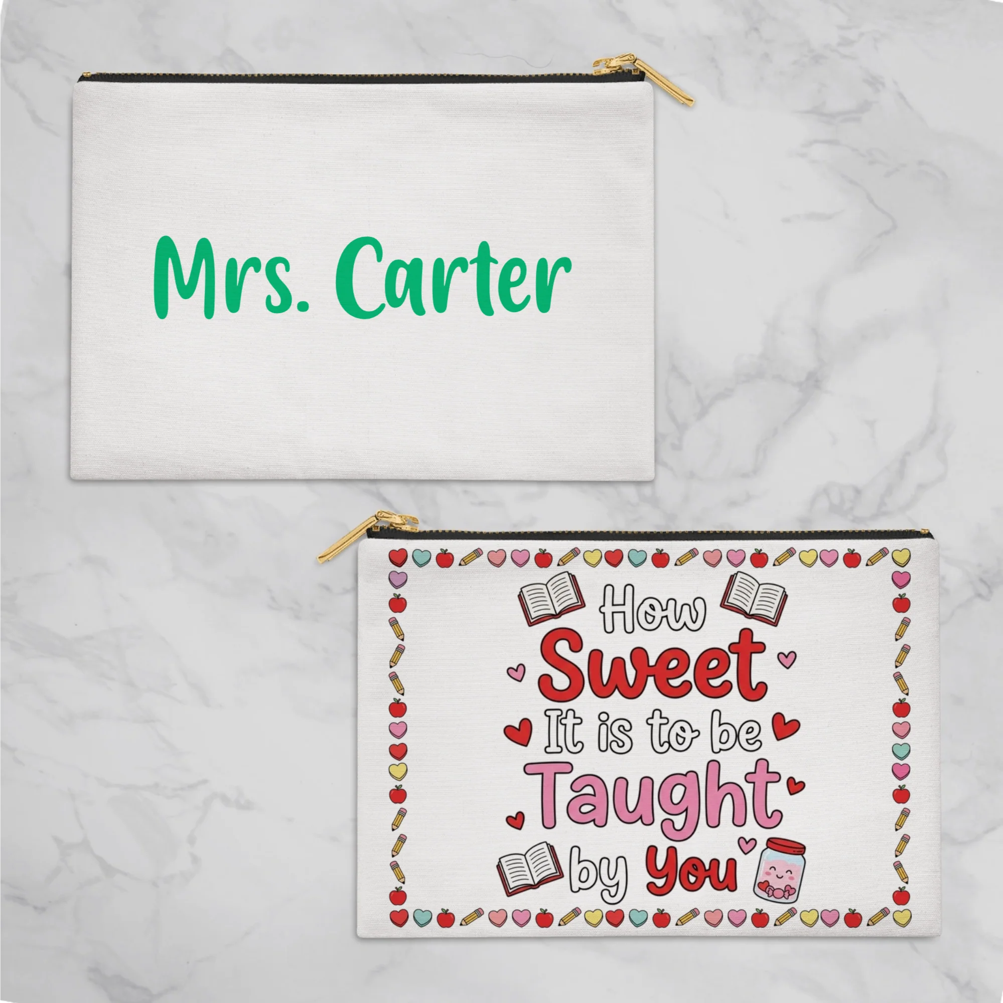 Personalized Teacher Valentine Pencil Pouch - Image 6