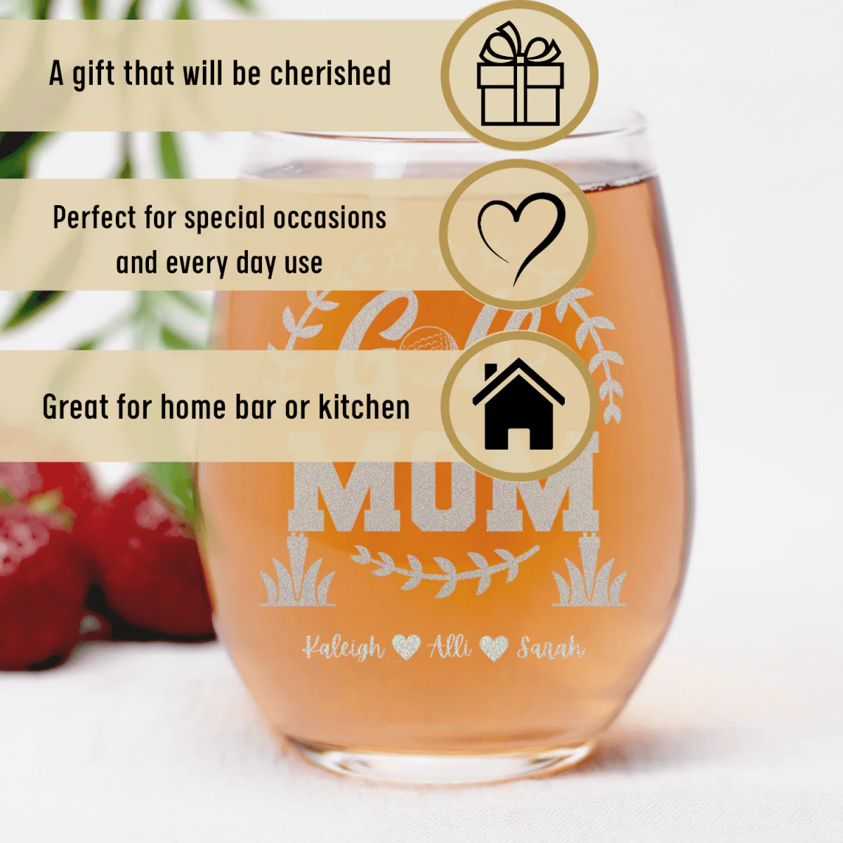 Professional Golf Mom Stemless Wine Glass - Image 3