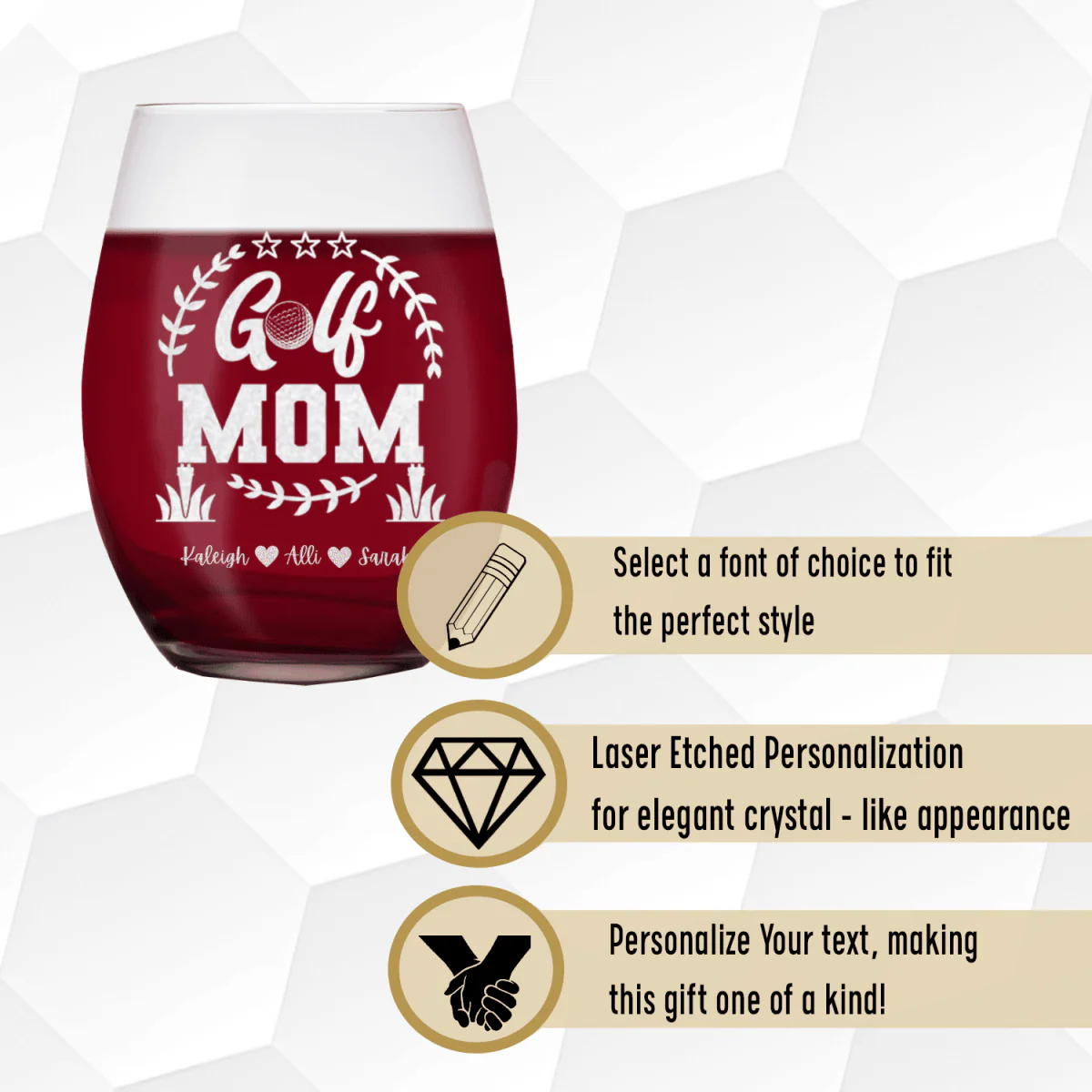 Professional Golf Mom Stemless Wine Glass - Image 4