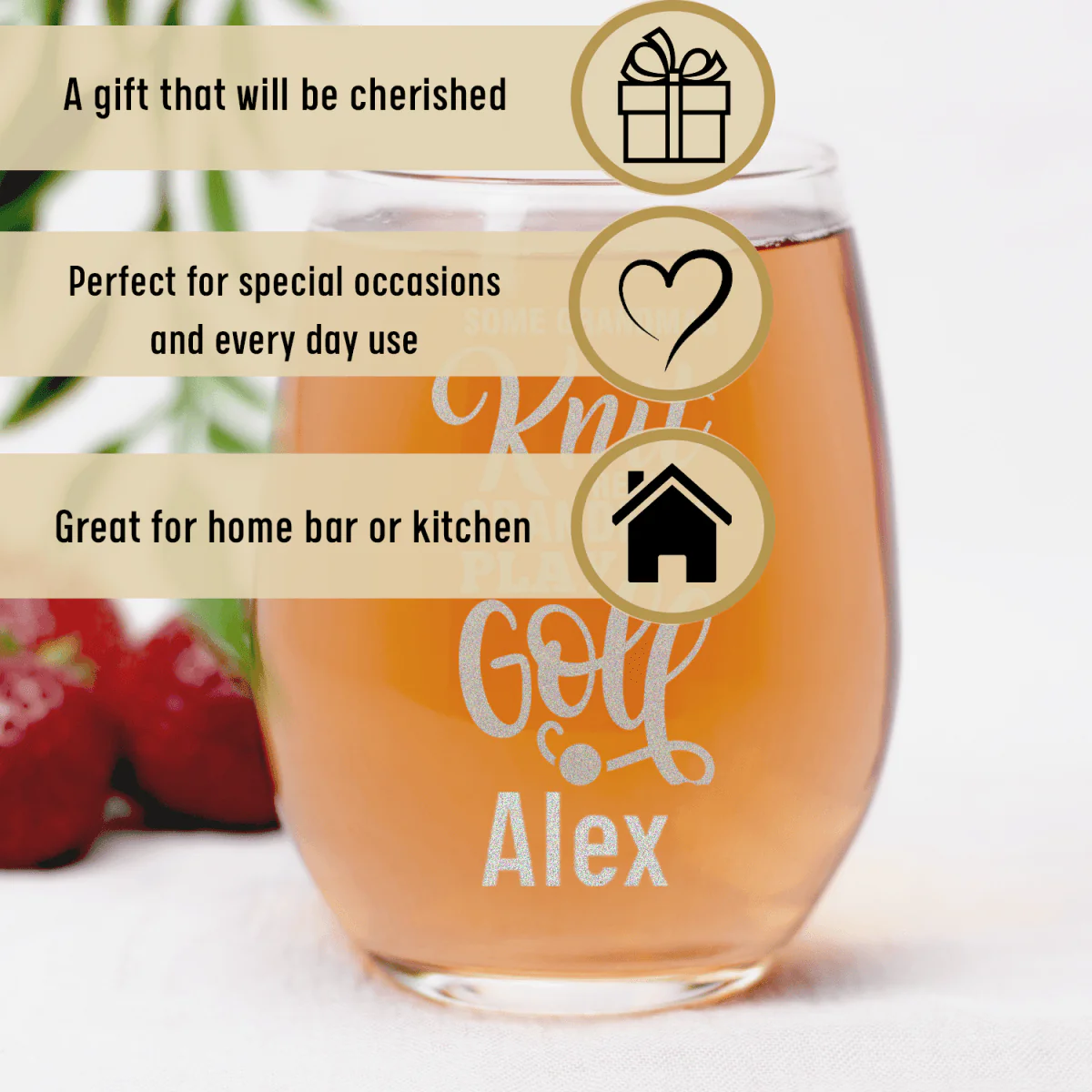 Real Ladies Golf Stemless Wine Glass - Image 3