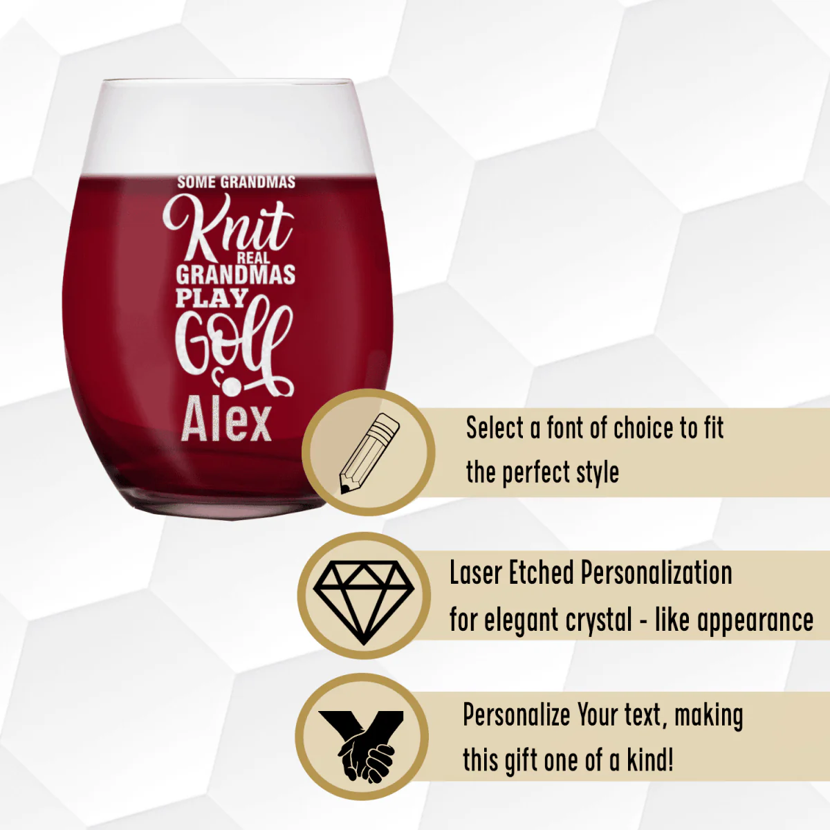 Real Ladies Golf Stemless Wine Glass - Image 4