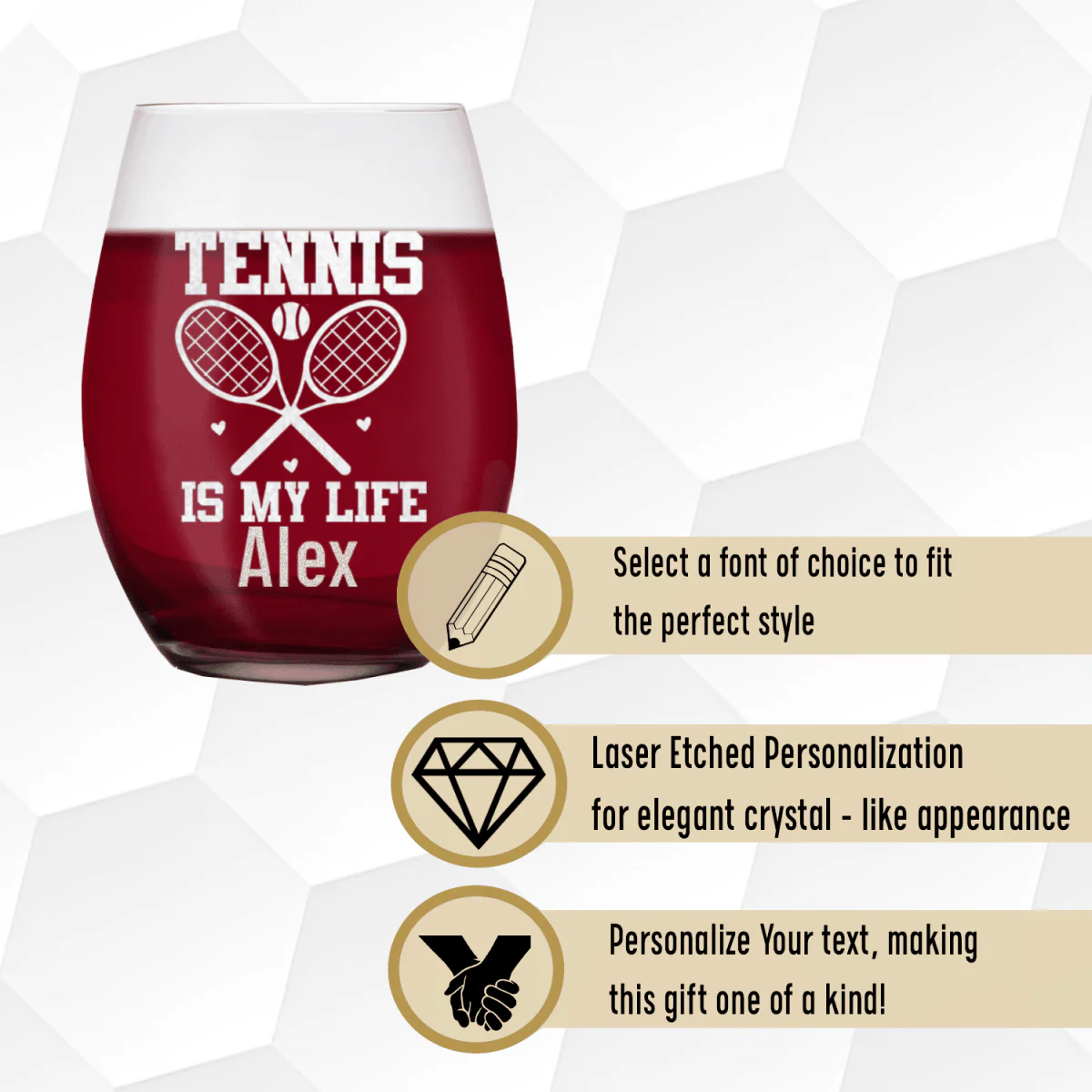 Rockin Tennis Life Stemless Wine Glass - Image 4