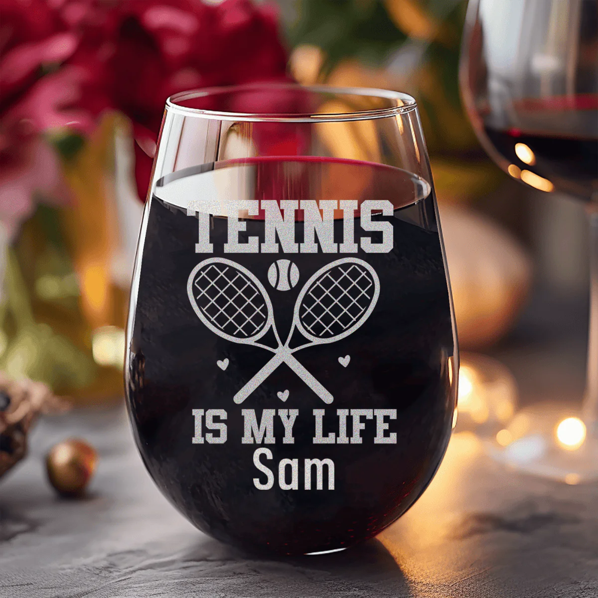 Rockin Tennis Life Stemless Wine Glass - Image 8