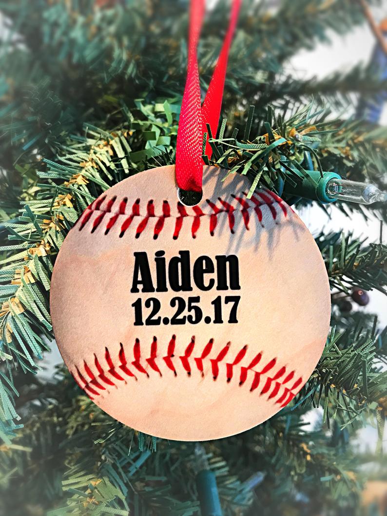Little Slugger Personalized Baseball Ornament - Image 3