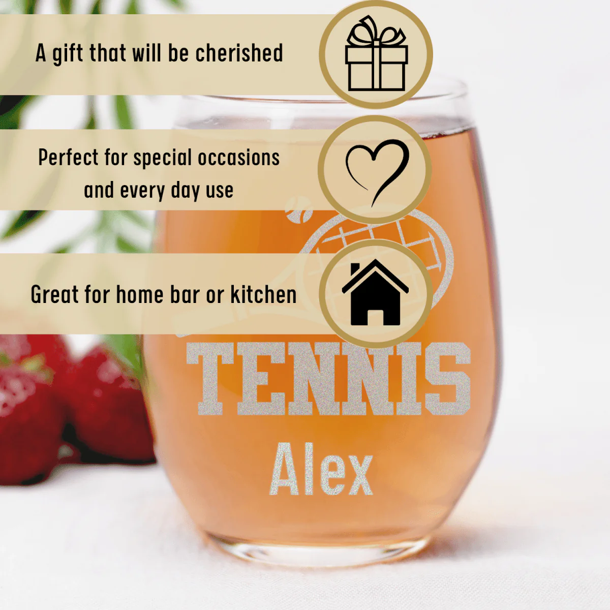 Straight Ballin Tennis Stemless Wine Glass - Image 3