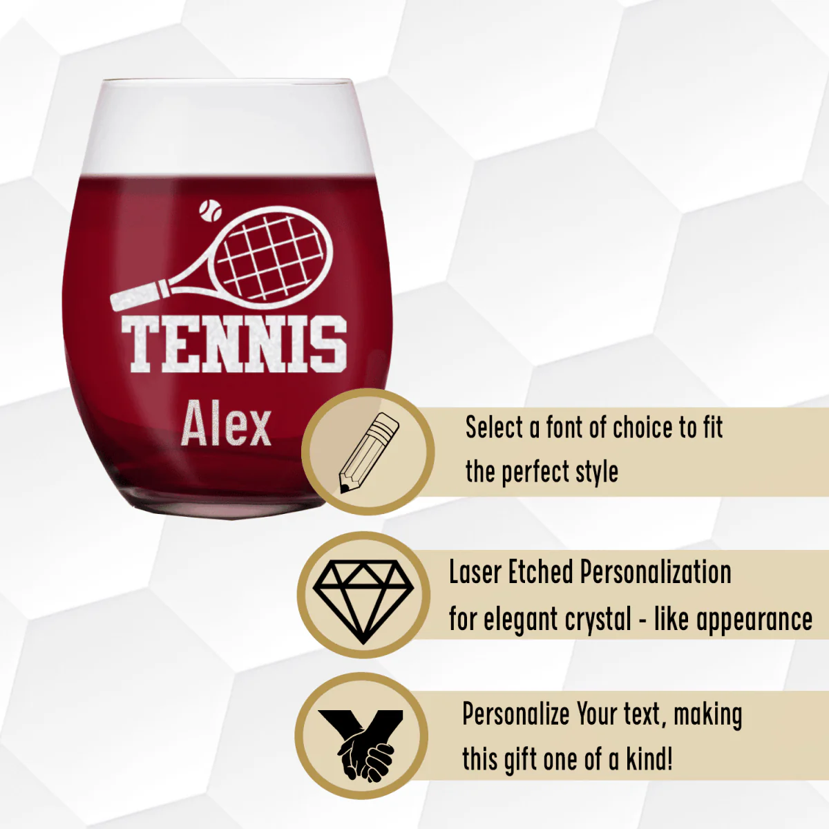 Straight Ballin Tennis Stemless Wine Glass - Image 4