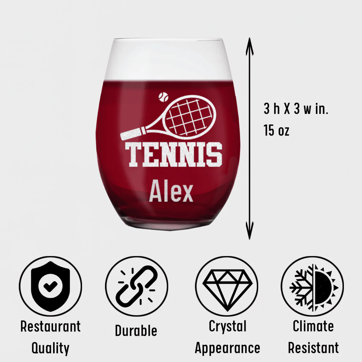 Straight Ballin Tennis Stemless Wine Glass - Image 5