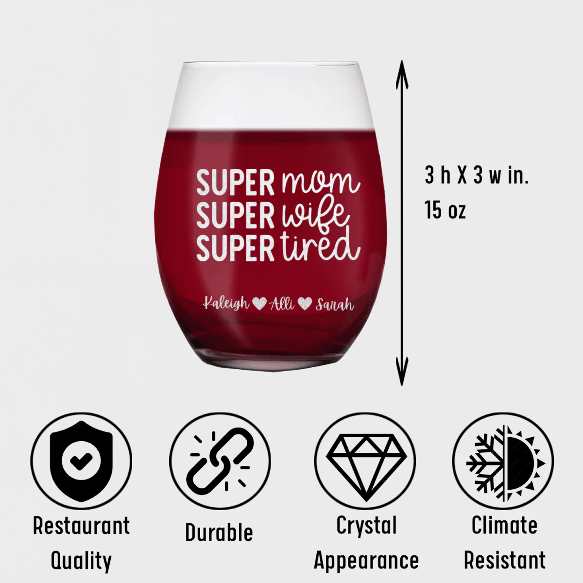 Super Wife Stemless Wine Glass - Image 5