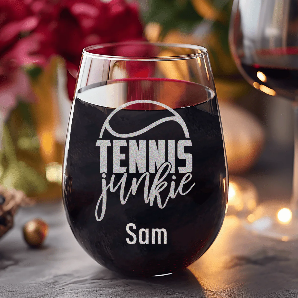 Tennis Junkie Stemless Wine Glass - Image 8