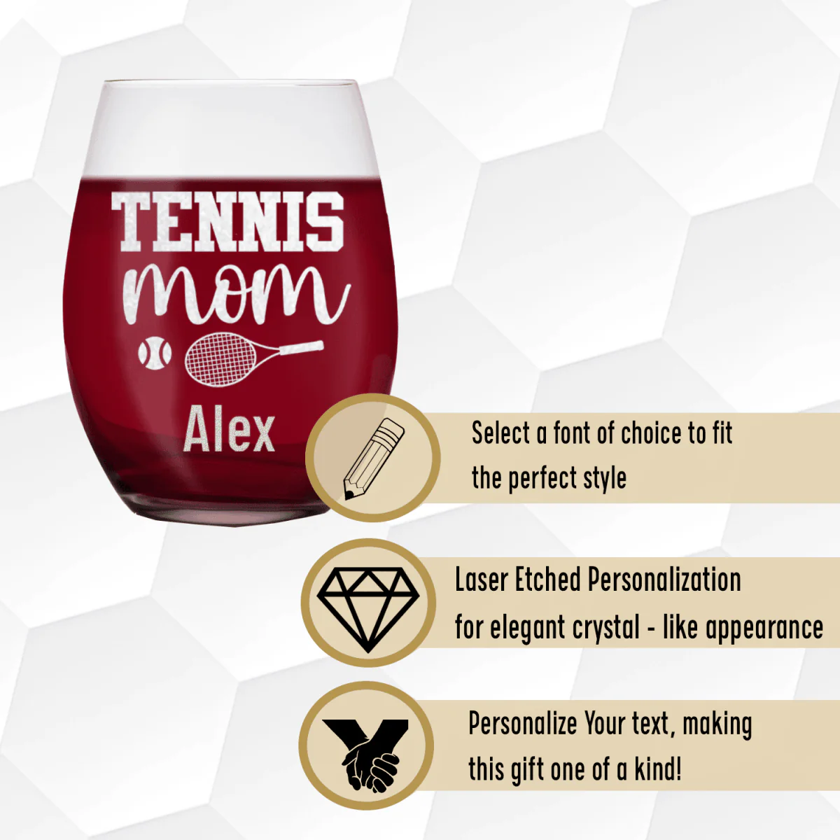 Tennis Mom Stemless Wine Glass - Image 4