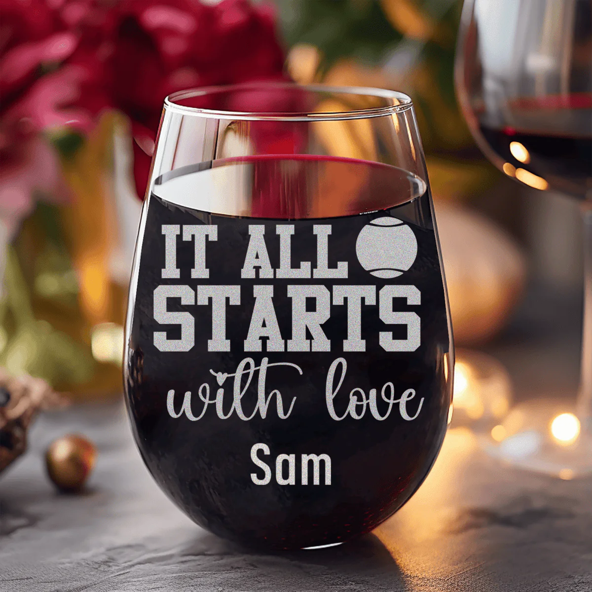 Tennis Starts With Love Stemless Wine Glass - Image 8