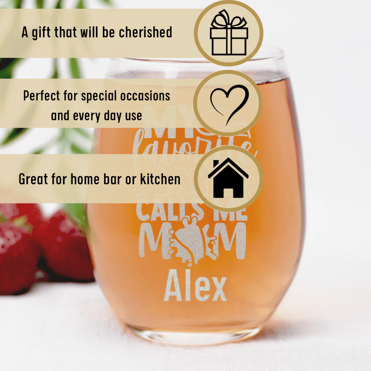That Tennis Player Calls Me Mom Stemless Wine Glass - Image 3