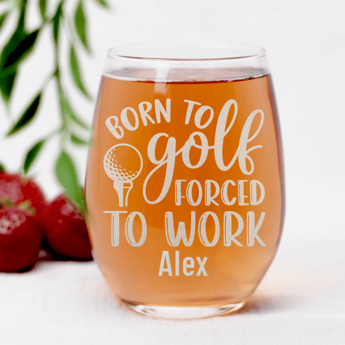 This Girls Born To Golf Stemless Wine Glass - Image 7