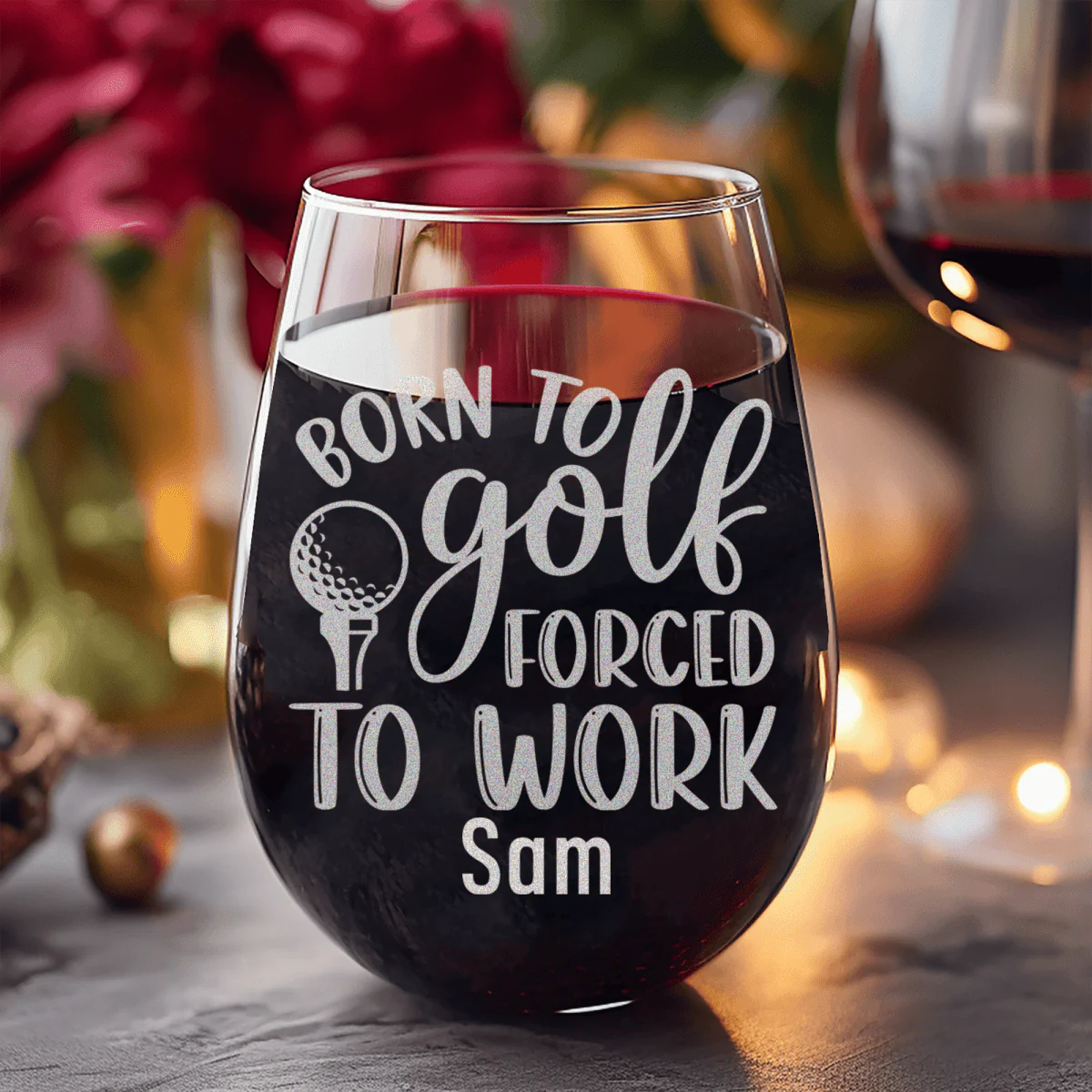 This Girls Born To Golf Stemless Wine Glass - Image 8