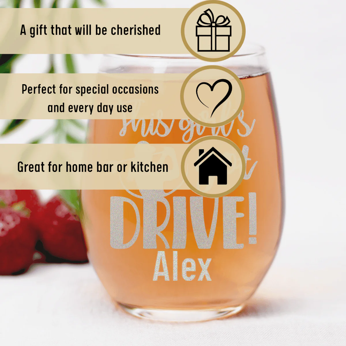 This Girls Got Drive Stemless Wine Glass - Image 3