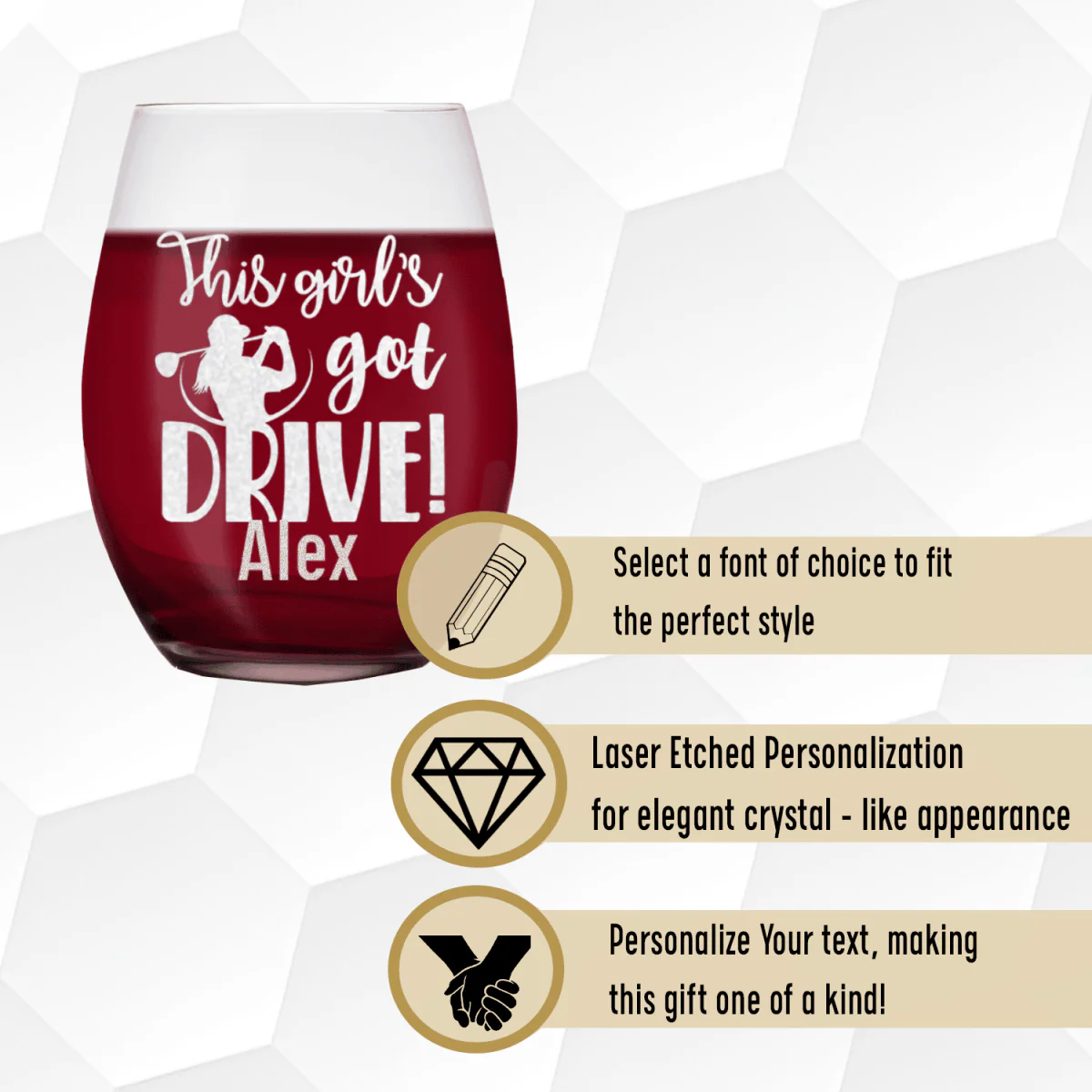 This Girls Got Drive Stemless Wine Glass - Image 4