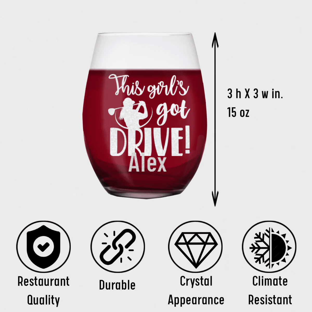This Girls Got Drive Stemless Wine Glass - Image 5