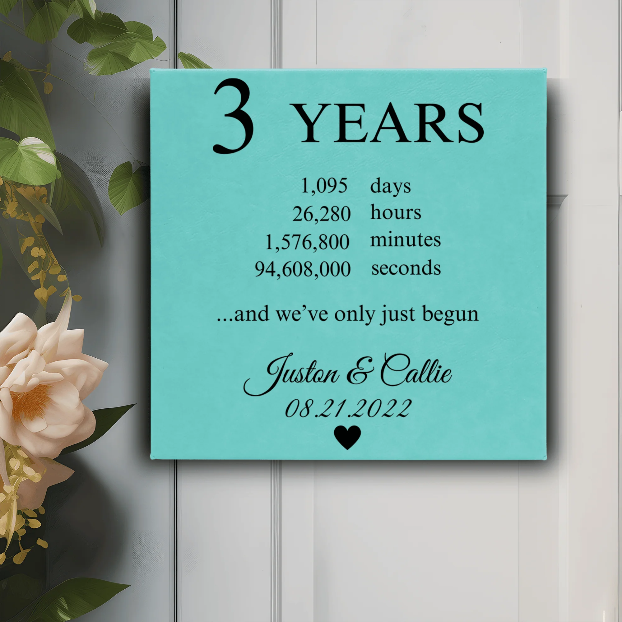 Three Year Anniversary Square Leather Wall Decor - Image 10