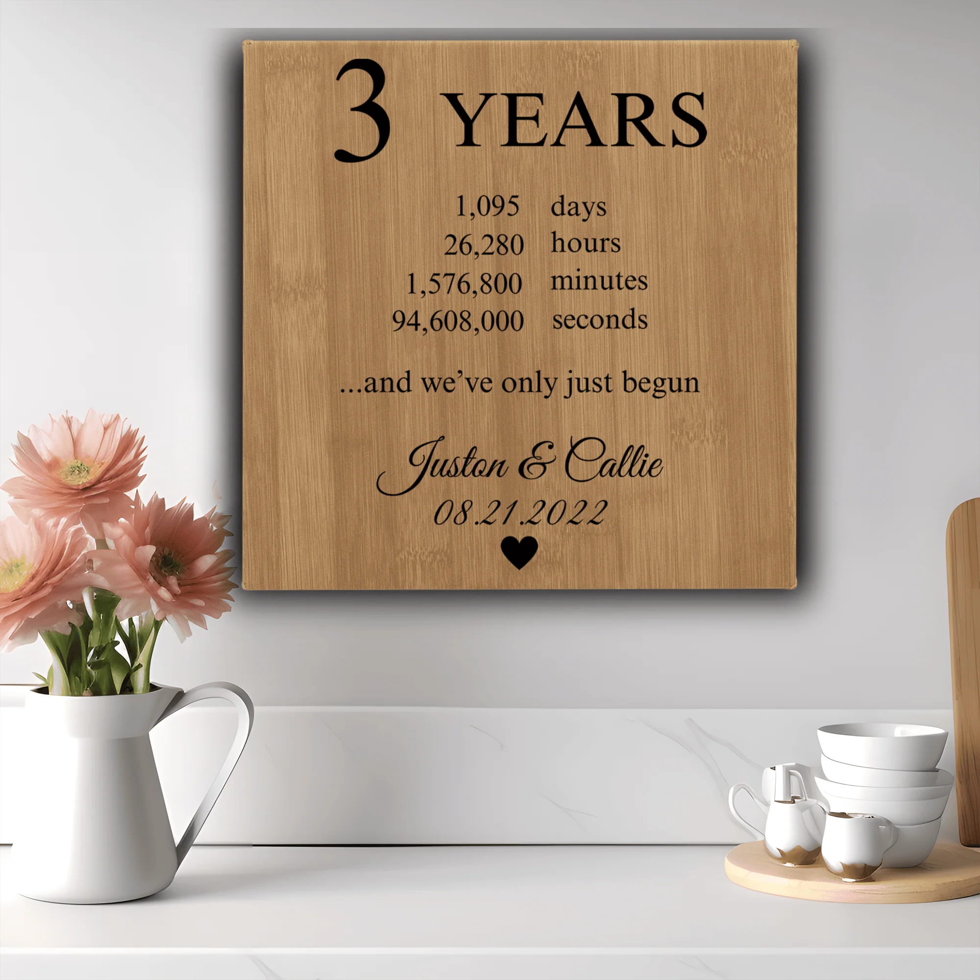 Three Year Anniversary Square Leather Wall Decor - Image 11