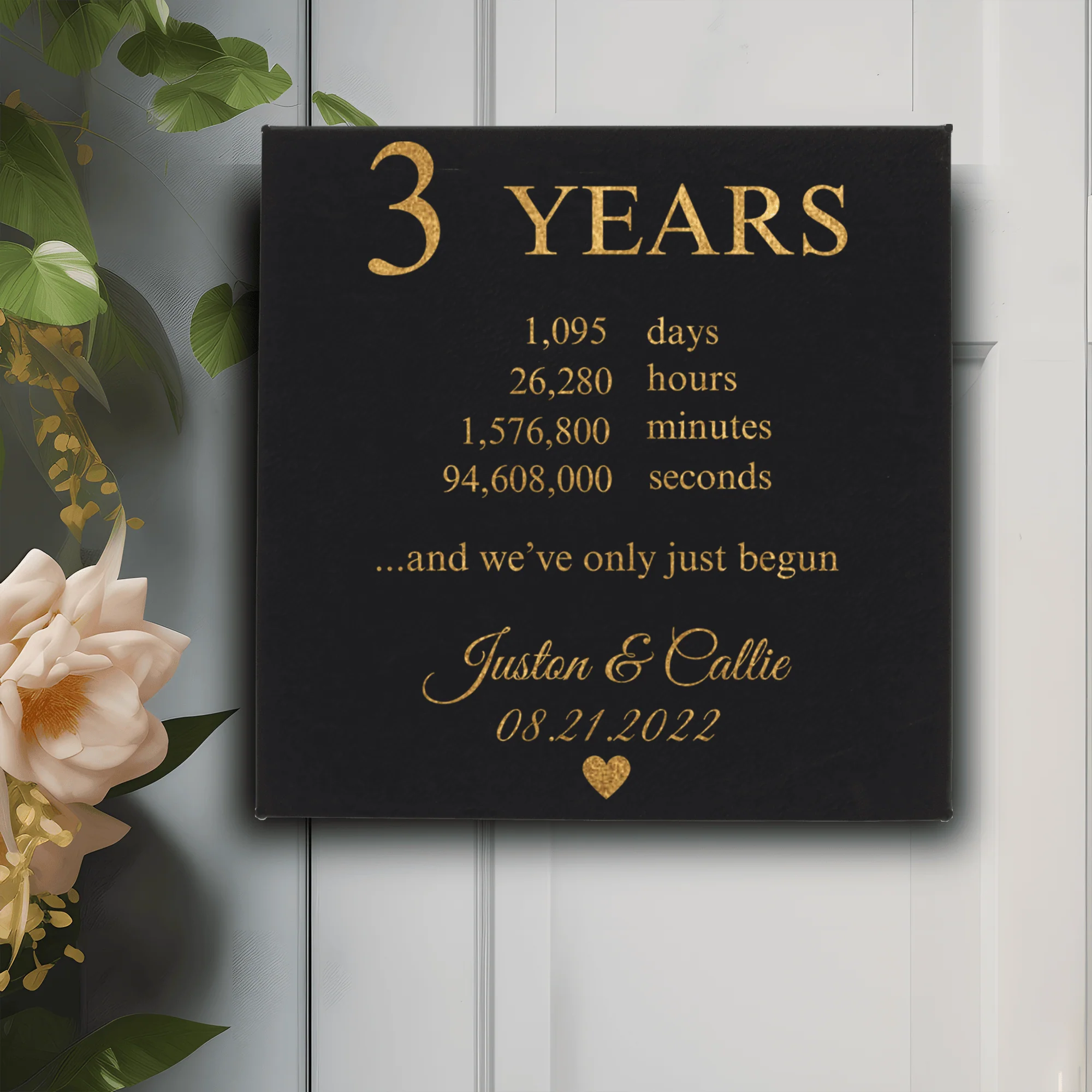Three Year Anniversary Square Leather Wall Decor - Image 6