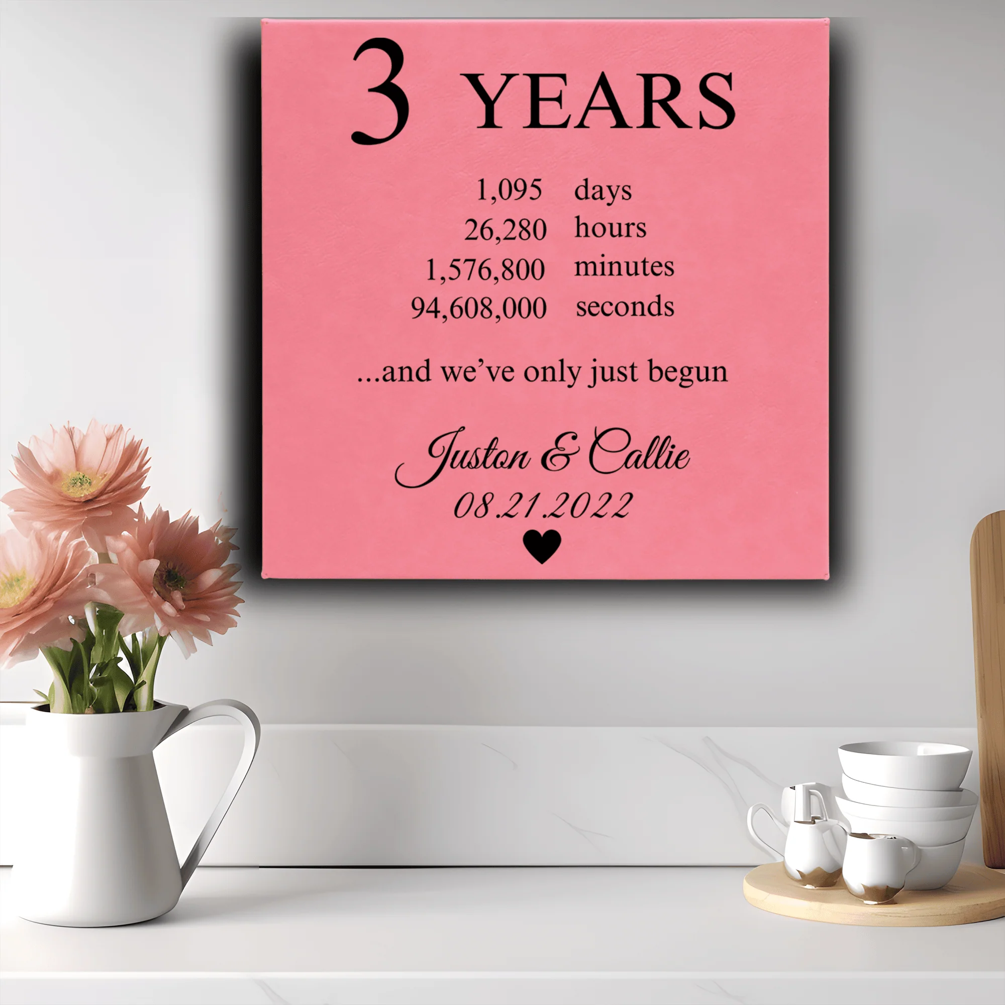 Three Year Anniversary Square Leather Wall Decor - Image 8