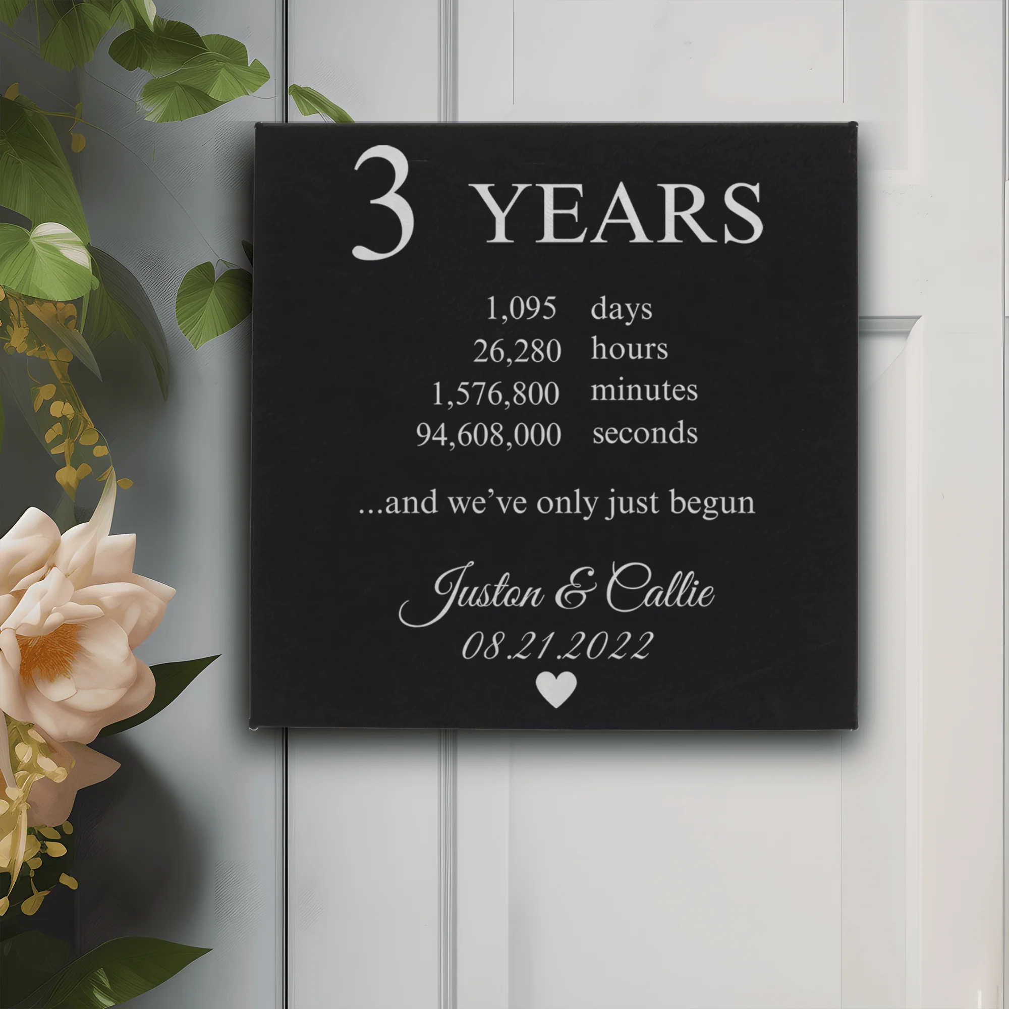 Three Year Anniversary Square Leather Wall Decor - Image 9