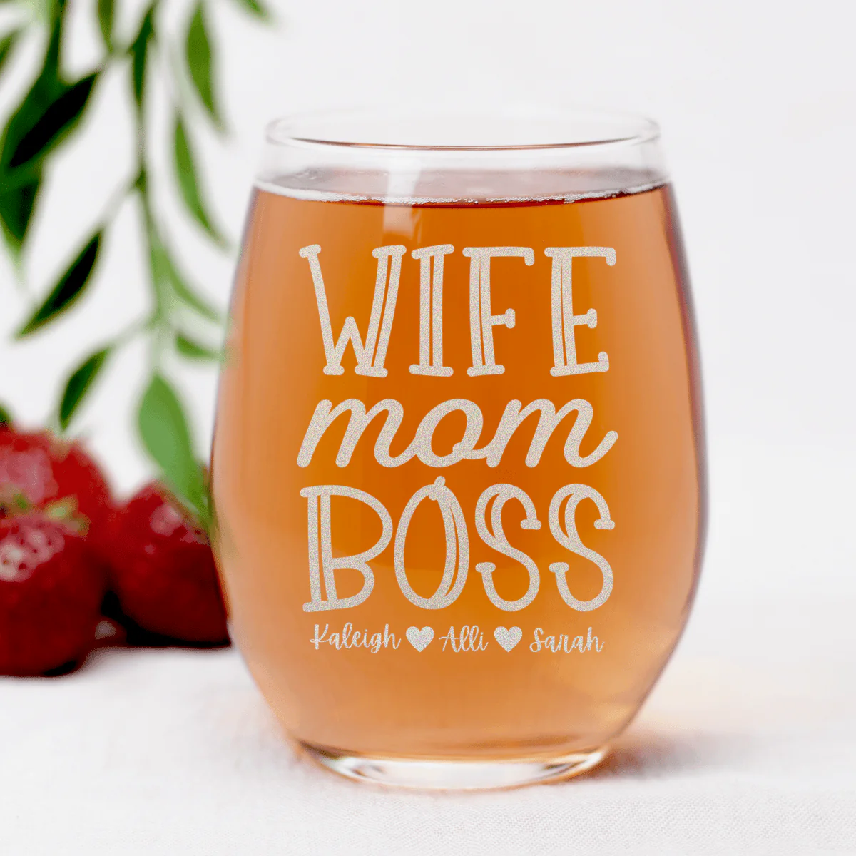 Wife Mom Boss Stemless Wine Glass - Image 7