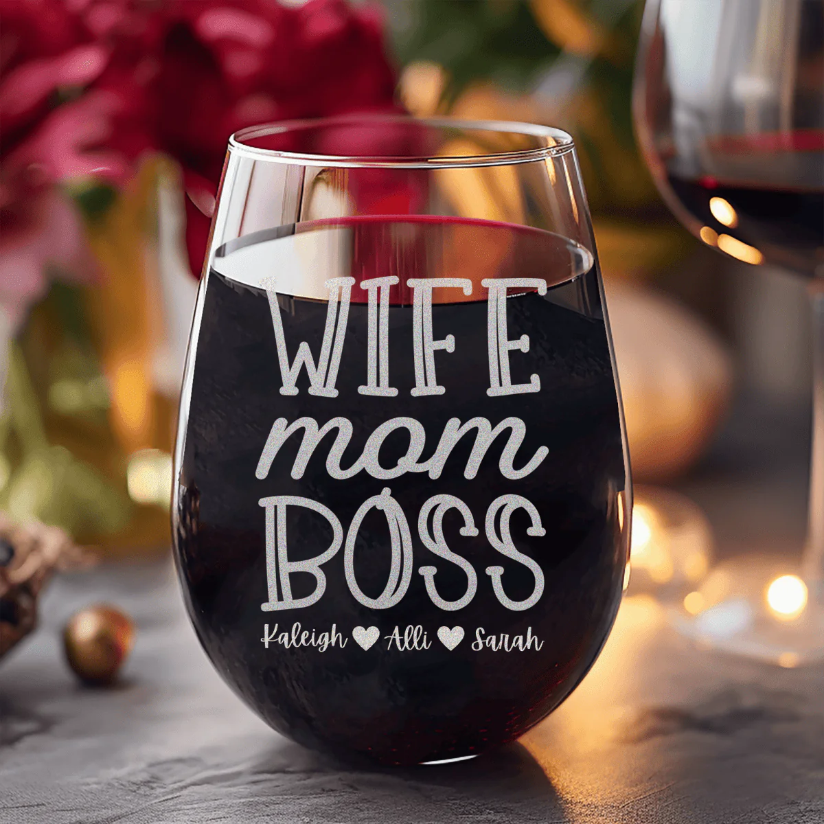 Wife Mom Boss Stemless Wine Glass - Image 8
