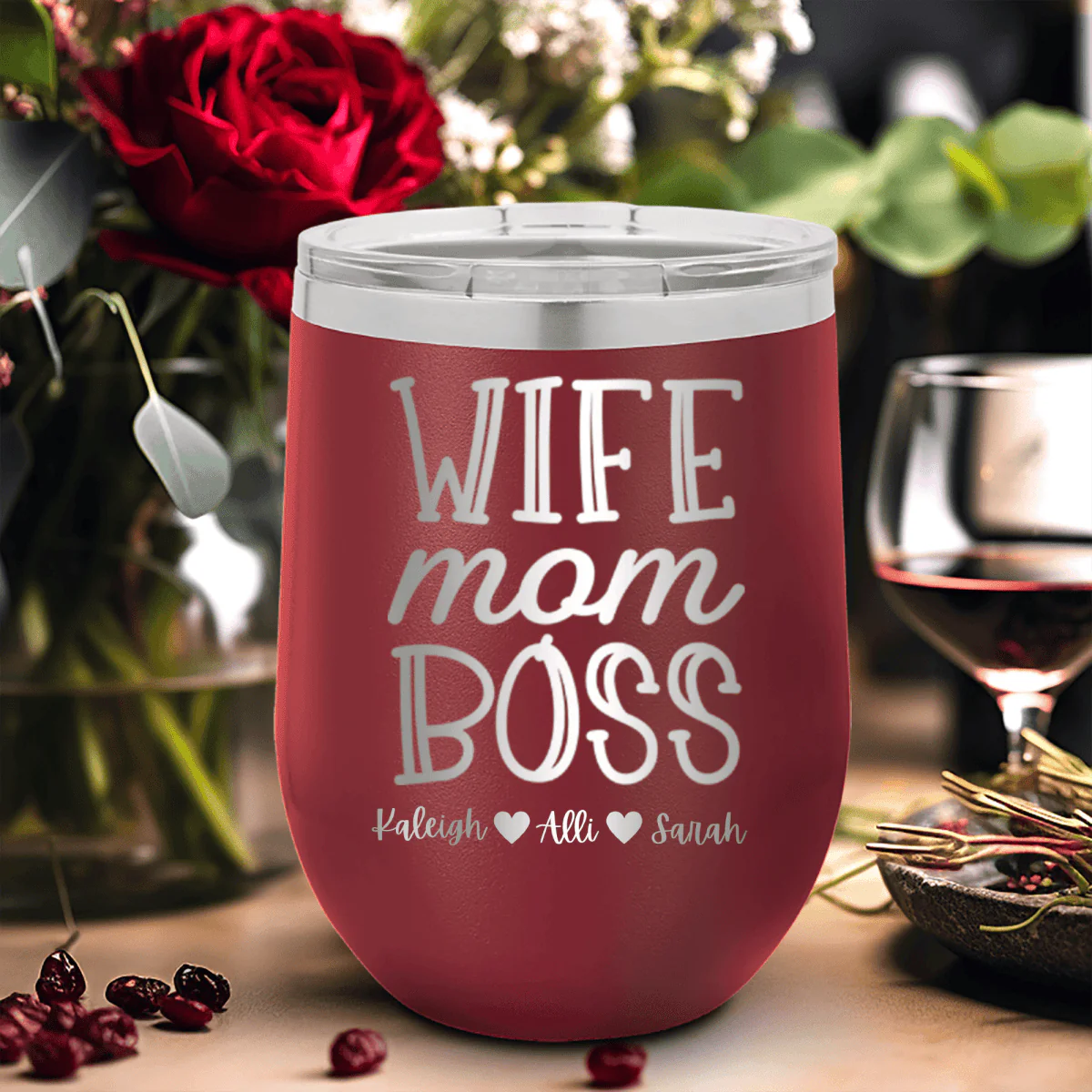 Wife Mom Boss Wine Tumbler - Image 15