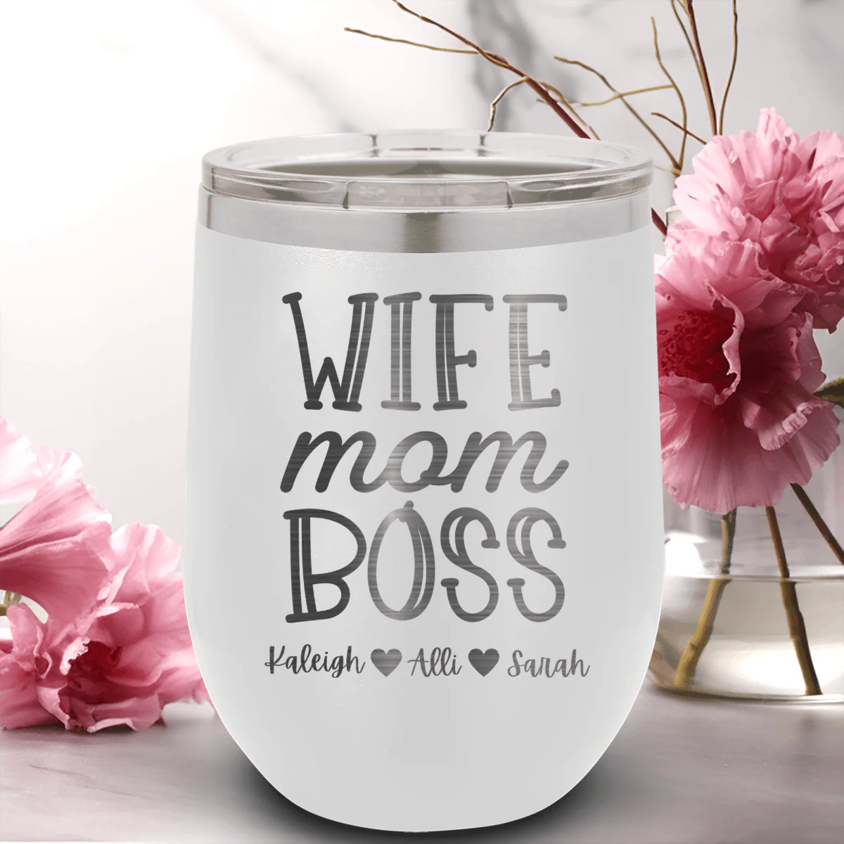 Wife Mom Boss Wine Tumbler - Image 16