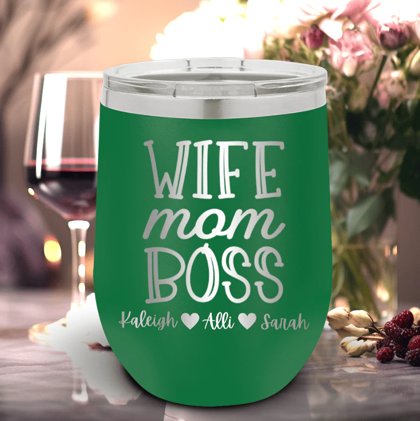 Wife Mom Boss Wine Tumbler - Image 17