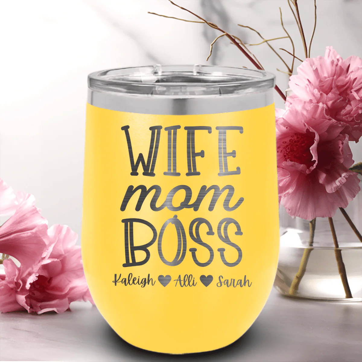 Wife Mom Boss Wine Tumbler - Image 18