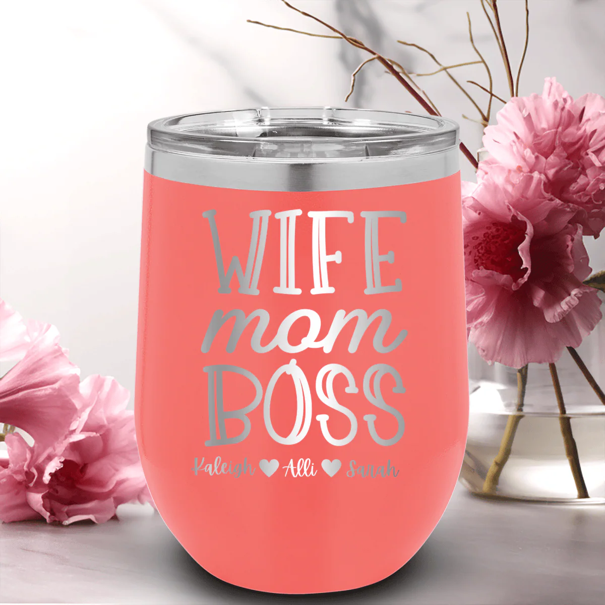 Wife Mom Boss Wine Tumbler - Image 19
