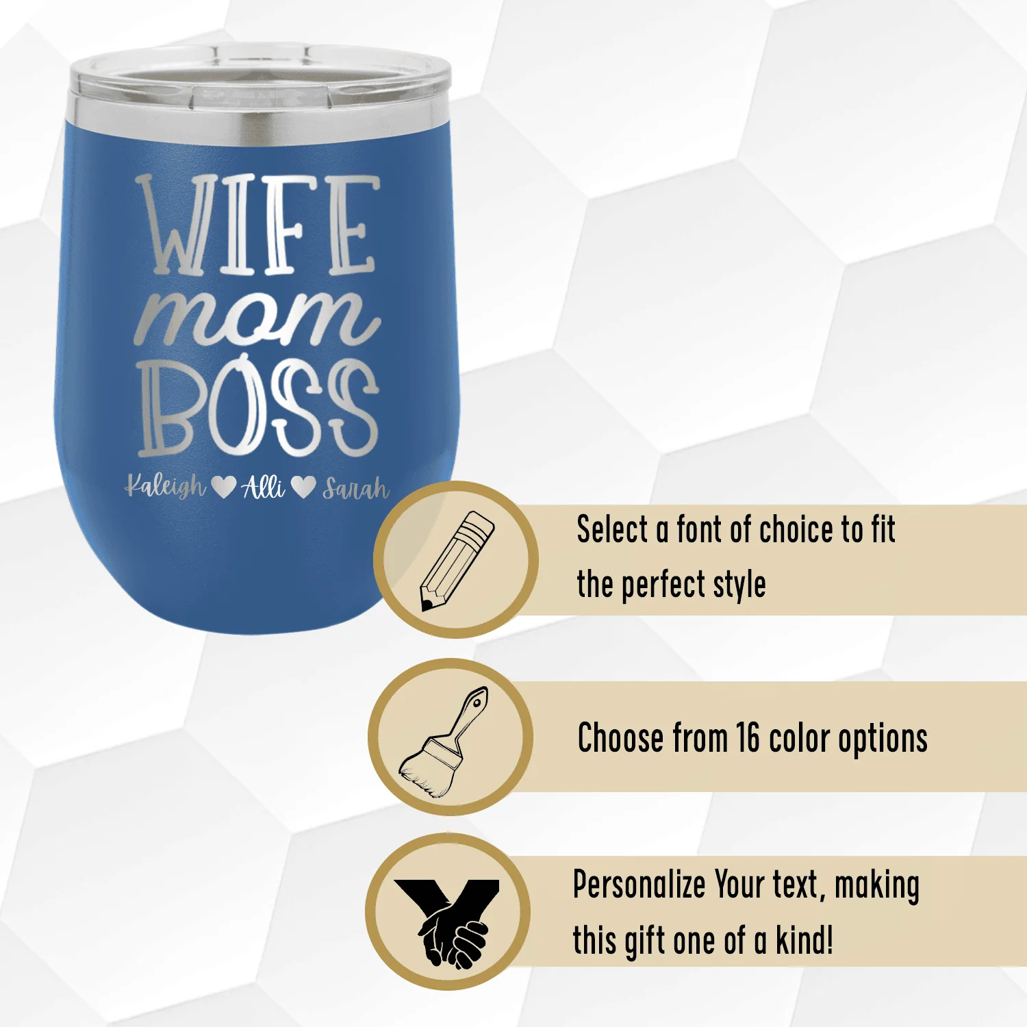 Wife Mom Boss Wine Tumbler - Image 3