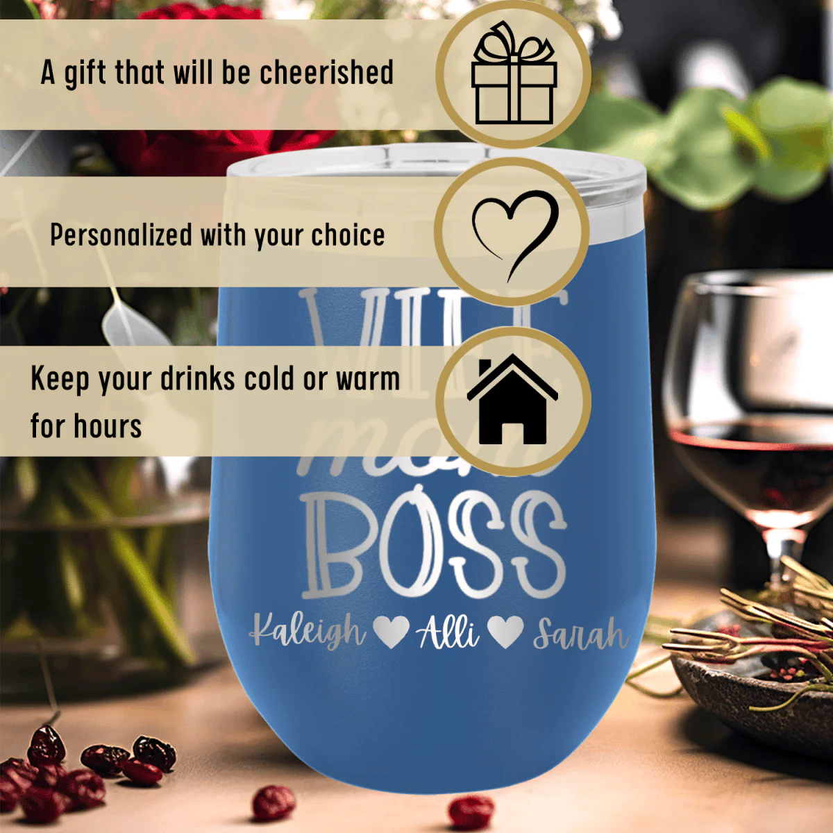 Wife Mom Boss Wine Tumbler - Image 4