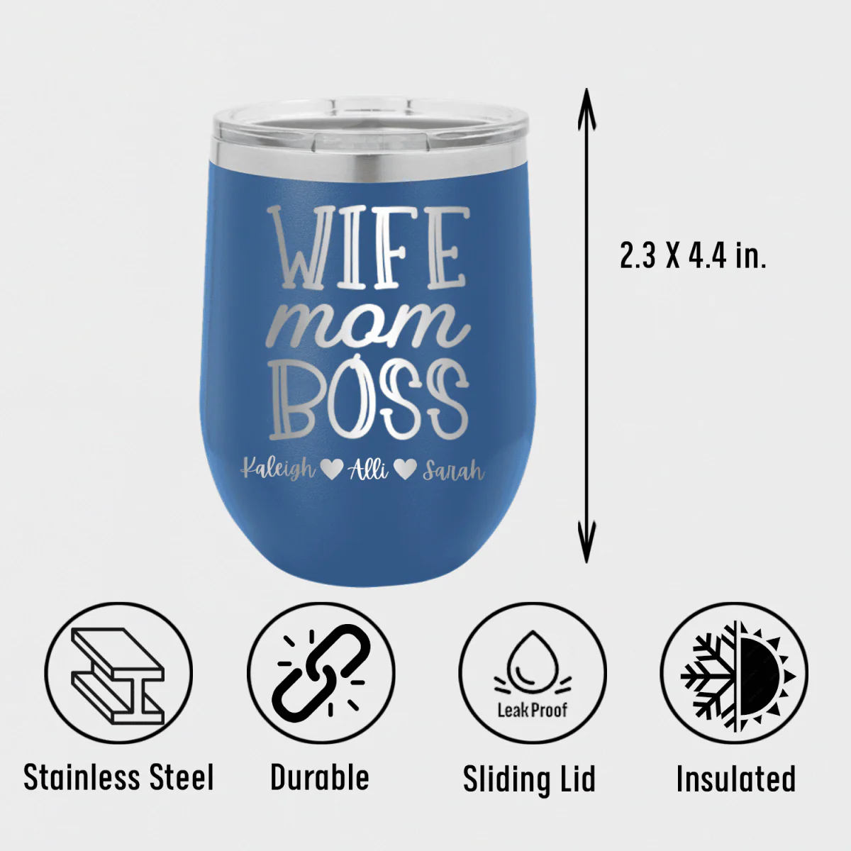 Wife Mom Boss Wine Tumbler - Image 5