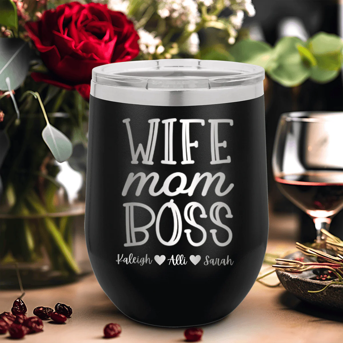 Wife Mom Boss Wine Tumbler - Image 8